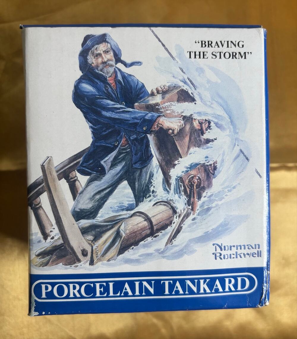 Vtg 1985 Norman Rockwell “Braving the Storm”Porcelain Tankard-Long John Silver's